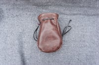 Image 11 of Drawstring Brown leather pouch, Coin pouch
