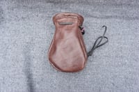 Image 12 of Drawstring Brown leather pouch, Coin pouch