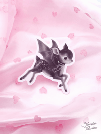 Image 1 of Devil Deer Sticker | Creepy Cute Kawaii Weird Whimsy Goth Fawn Art on Waterproof Vinyl