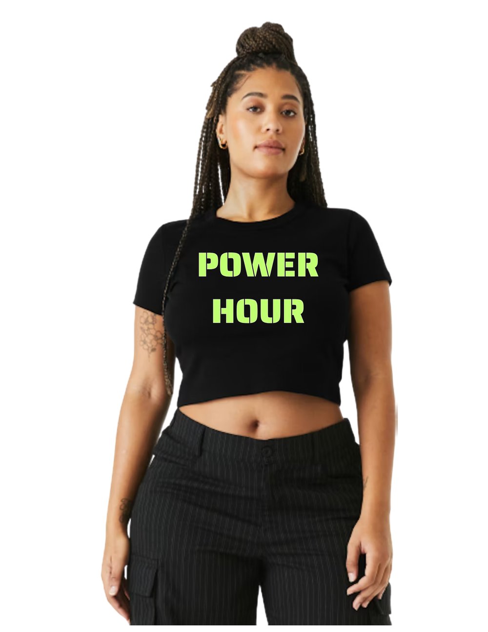 Women POWER HOUR/BLACKOUT Crop Top Tee 
