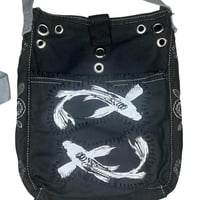 Image 2 of Black & white fish print crossbody bag with strap