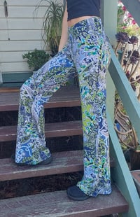Image 1 of Green Blue print KAT Pants - great for yoga, festival or everyday!