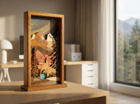 Image 1 of Three Sisters Mountain Wooden Table Lamp - Handcrafted Banff Canadian Rockies Rustic Cabin Lighting 