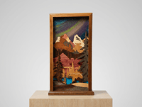 Image 2 of Three Sisters Mountain Wooden Table Lamp - Handcrafted Banff Canadian Rockies Rustic Cabin Lighting 