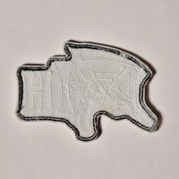 Image 2 of Death Band Logo Embroidered Patch With Merrowed Edge - White Variant (Yellow Variant Is Available)