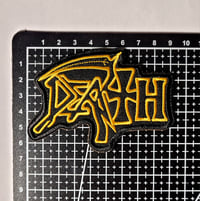 Image 3 of Death Band Logo Embroidered Patch With Merrowed Edge - White Variant (Yellow Variant Is Available)