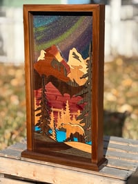 Image 3 of Three Sisters Mountain Wooden Table Lamp - Handcrafted Banff Canadian Rockies Rustic Cabin Lighting 