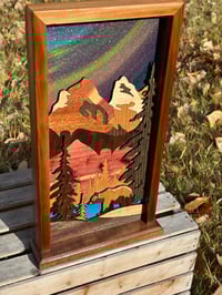 Image 4 of Three Sisters Mountain Wooden Table Lamp - Handcrafted Banff Canadian Rockies Rustic Cabin Lighting 