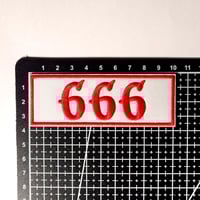 Image 3 of 666 Satanic Embroidered Patch With A Merrowed Edge