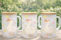 Sassy Goose Frosted Glass Mug with Bamboo Lid