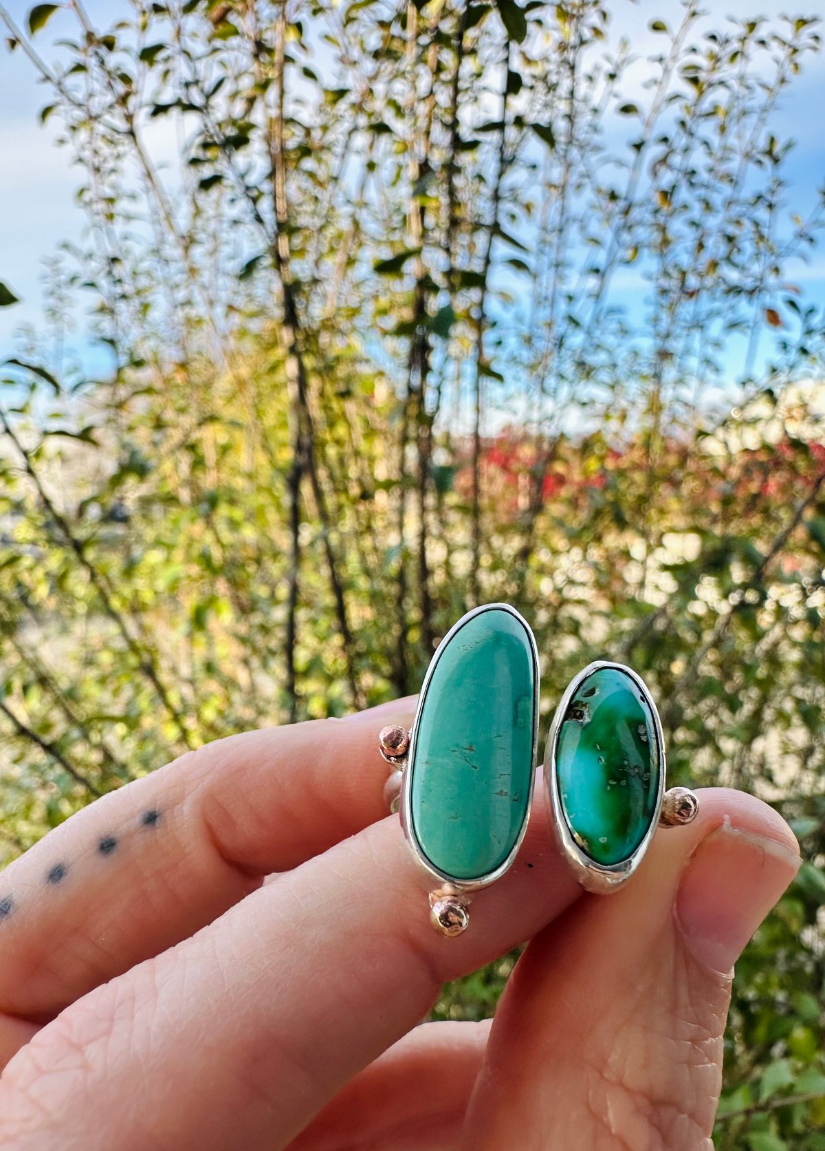 Image of Double Turquoise Toi et Moi Ring 