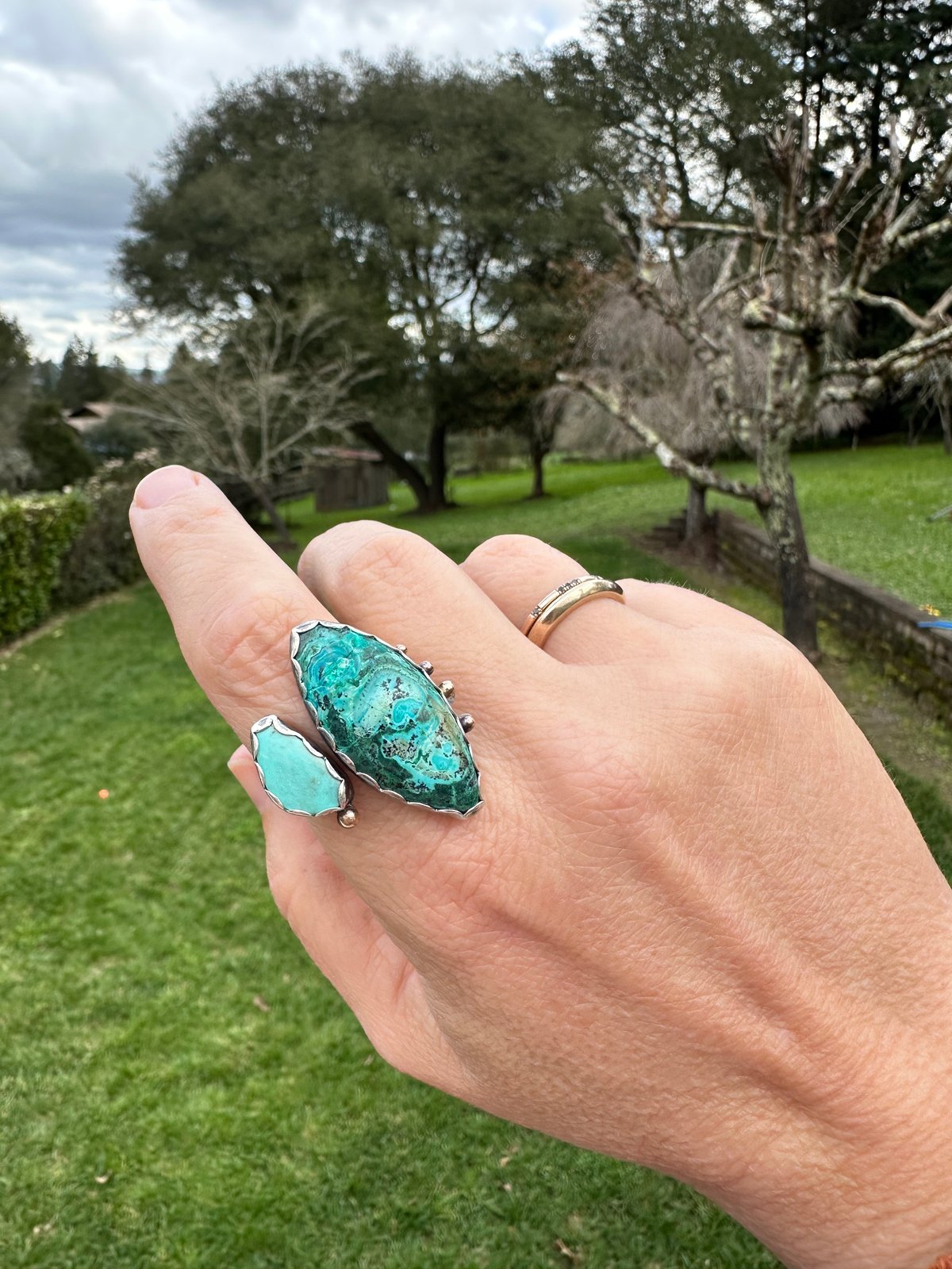 Image of *Discounted Chrysocolla and Turquoise Toi et Moi Ring 
