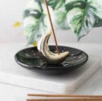 Image 1 of Gold Crescent Moon Incense Stick Holder
