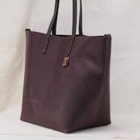 Image 5 of Slouchy Wide Tote in vintage deep plum