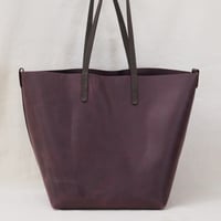 Image 4 of Slouchy Wide Tote in vintage deep plum
