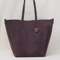 Image 1 of Slouchy Wide Tote in vintage deep plum