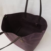 Image 7 of Slouchy Wide Tote in vintage deep plum
