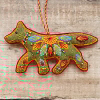 Image 1 of Green Fox Decoration