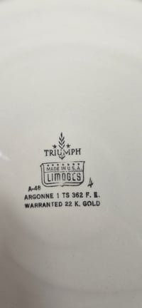 Image 5 of vintage Plateau Ovale Poignées 40s Triumph Rosalie Motif Limoges Festonné 22 Carats Or Filigrane