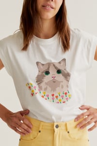 Image 1 of Camiseta con estampado de gatito