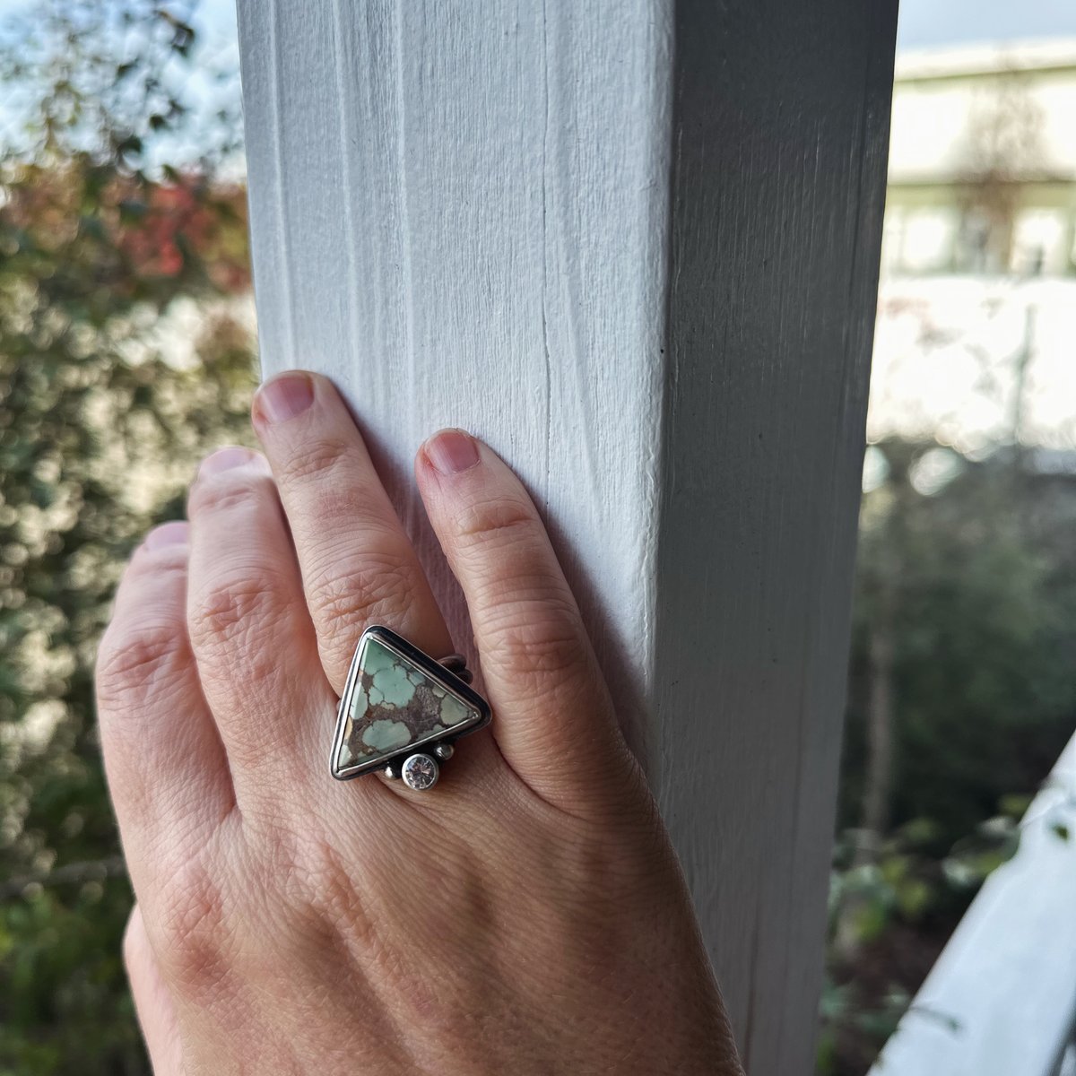 Image of Turquoise and White Zircon Ring 