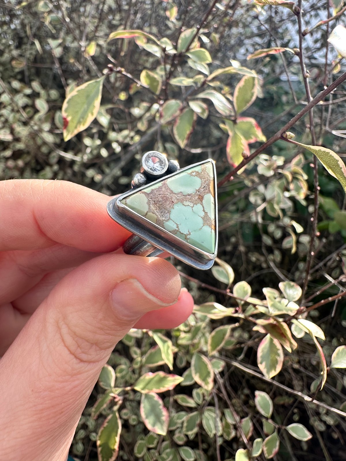 Image of Turquoise and White Zircon Ring 