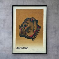 Image 1 of Hand Painted Bulldog, American Traditional Tattoo Flash