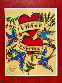 Image 1 of Textured Linen Print Winona Forever 8.5x11 Tattoo Wall Art