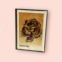 Image 1 of Hand Painted Tiger Head, Hand Painted American Traditional Tattoo Flash