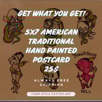 Image 1 of Hand Painted Get What You Get American Traditional Old School Tattoo Flash 5x7