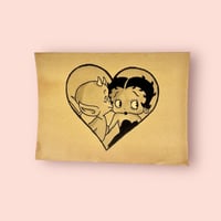 Image 1 of Handpainted Tattoo Valentine Betty Boop &amp; Hot Stuff Little Devil Vintage inspired