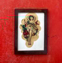 Image 1 of Pinup Girl For Good Luck, Hand Painted Tattoo Flash