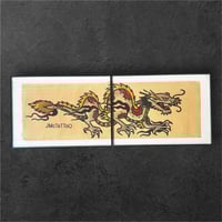 Image 1 of American Traditional Sailor Jerry Split Dragon, Hand Painted in Black Frames