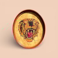 Image 2 of Tiger Head American Traditional Tattoo Flash, SailorJerry Tiger in a  Vintage Oval Frame