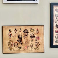 Image 2 of Large American Traditional Tattoo Flash, Mike Malone inspired 12x18. Hand Painted Wall Art