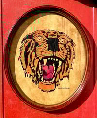 Image 3 of Tiger Head American Traditional Tattoo Flash, SailorJerry Tiger in a  Vintage Oval Frame