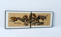 Image 3 of American Traditional Sailor Jerry Split Dragon, Hand Painted in Black Frames