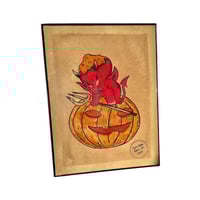Image 4 of Hot Stuff in a Pumpkin, Cute Traditional Halloween Tattoo Flash