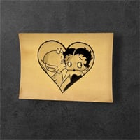 Image 4 of Handpainted Tattoo Valentine Betty Boop &amp; Hot Stuff Little Devil Vintage inspired