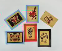 Image 1 of 6 Traditional Tattoo Cards (Set of 6 5x7) Hand Painted Vintage Inspired Wall Decor