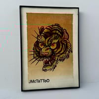 Image 4 of Hand Painted Tiger Head, Hand Painted American Traditional Tattoo Flash