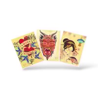 Image 1 of Textured Linen Print Set Devil Head, Severed Geisha And Winona Forever