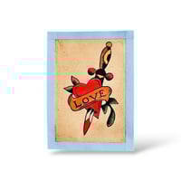 Image 2 of 6 Traditional Tattoo Cards (Set of 6 5x7) Hand Painted Vintage Inspired Wall Decor