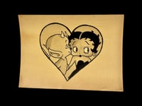 Image 5 of Handpainted Tattoo Valentine Betty Boop &amp; Hot Stuff Little Devil Vintage inspired