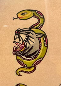 Image 4 of Large American Traditional Tattoo Flash Sheet Wall Art  Hand Painted 20x16 Framed