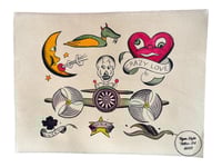 Image 5 of Hand Painted Flash Sheet Stoney St Clair American Traditional Tattoo Wall Art