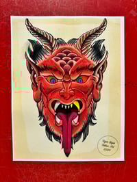 Image 1 of Textured Linen Print Devil Head 8.5x11