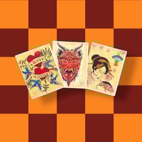 Image 2 of Textured Linen Print Set Devil Head, Severed Geisha And Winona Forever