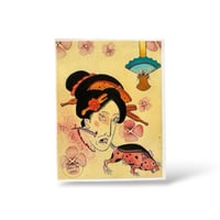 Image 2 of Textured Linen Print Severed Geisha Head &amp; Rat 8.5x11