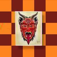 Image 3 of Textured Linen Print Devil Head 8.5x11